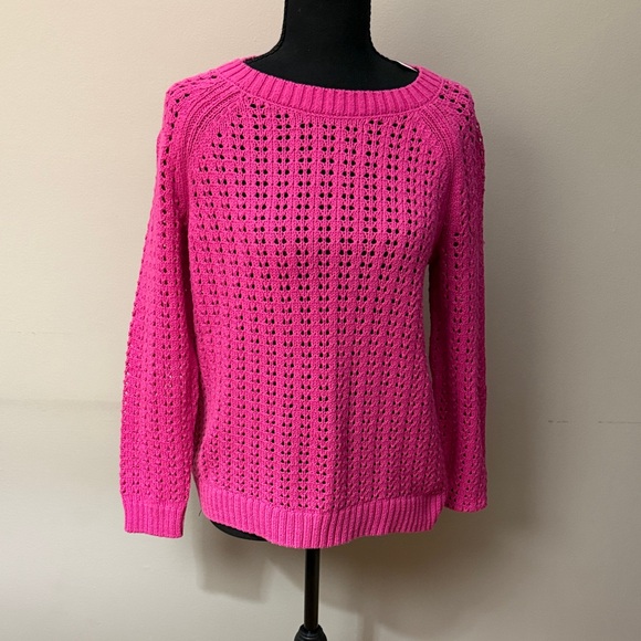Talbots Sweaters - Talbots Pink Open Knit Sweater Petite Medium NWT. 100% cotton